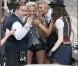 Sarah Harding sur le tournage de Saint Trinian's II - The Legend of Fritton's Gold, à Londres les 10 août 2009