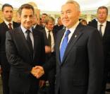 Le président Nicolas Sarkozy et Noursoultan Nazarbaev lors de sa visite officielle au Kazakhstan. 06/10/09