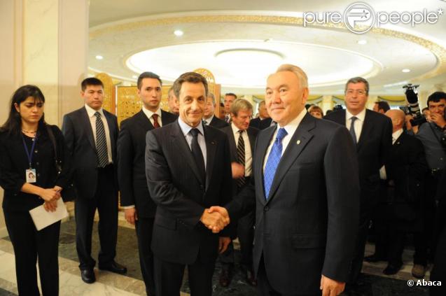 Le président Nicolas Sarkozy et Noursoultan Nazarbaev lors de sa visite officielle au Kazakhstan. 06/10/09