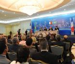 Le président Nicolas Sarkozy lors de sa visite officielle au Kazakhstan. 06/10/09