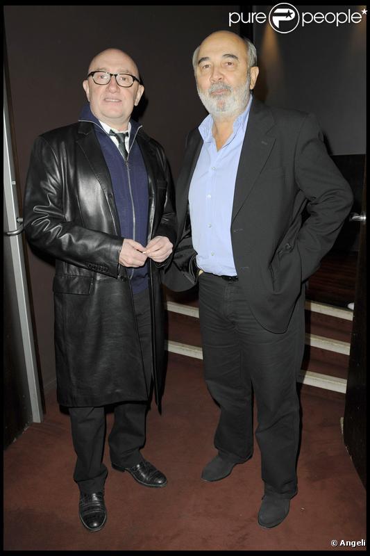 Michel Blanc et Gérard Jugnot lors de la première de Rose & Noir à Paris le 13 octobre 2009