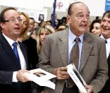 Jacques Chirac a dédicacé des centaines d'exemplaires du premier tome de ses mémoires à la Foire du Livre de Brive, soutenu par sa femme et sa fille, et a partagé l'affiche avec François Hollande
