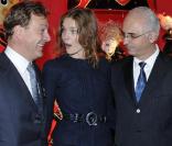 Natalia Vodianova aux illuminations de Noël au Printemps Haussmann le 12/11/09 au côté de Paolo De Cesare PDG de Printemps 