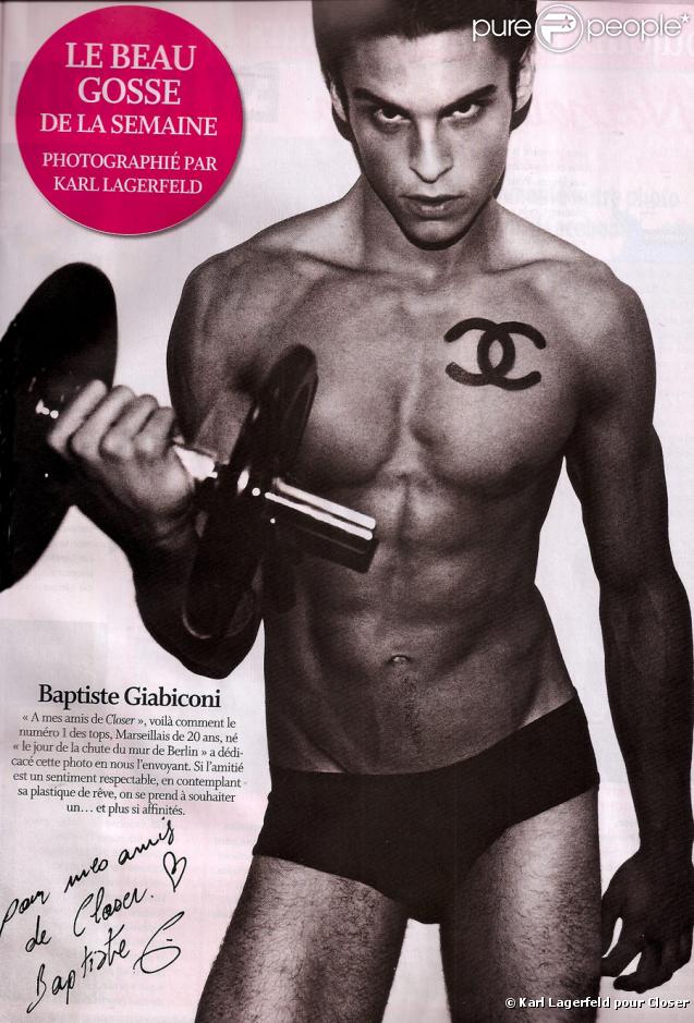 Baptiste Giabiconi photographié par Karl Lagerfeld pour le magazine Closer