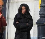 Jessica Szohr sur le tournage de Gossip Girl à New York, le 8 décembre 2009