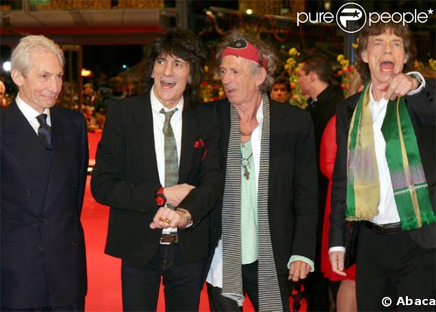 Les Rolling Stones à Berlin, pour présenter le film Shine a Light de Martin Scorsese