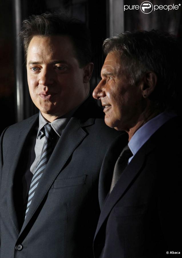 Harrison Ford et Brendan Fraser à l'occasion de l'avant-première de  Mesures exceptionnelles , qui s'est tenue au Graumann's Chinese Theatre de Los Angeles, le 19 janvier 2010.