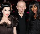 Dita Von Teese, Jan-Paul Gaultier et Naomi Campbell au dîner de la mode le 28 janvier 2010