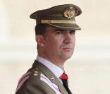 La prince Felipe lors d'une cérémonie militaire en Espagne. Le 29 février 2010.