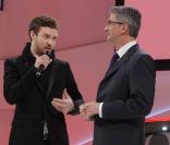 Justin Timberlake vante les qualités de la nouvelle Audi A1, à Genève, le 1er mars 2010 !