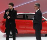 Justin Timberlake vante les qualités de la nouvelle Audi A1, à Genève, le 1er mars 2010 !