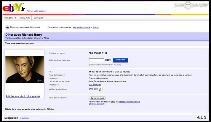 Un dîner avec Richard Berry mis aux enchères sur ebay