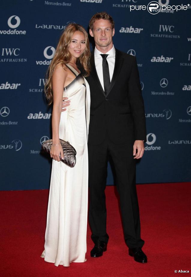 Jenson Button et sa compagne Jessica Michibata à la cérémonie des Laureus World Action Sportsperson of The Year à Abou Dabi le 10 mars 2010