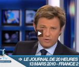 Problème technique pendant le journal de 20 heures de Laurent Delahousse sur France 2, le 13 mars 2010 !