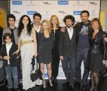 Pascal Elbé, Valérie Benguigui, Roshdy Zem et toute l'équipe du film à l'avant-première du film tête de Turc au cinéma Publicis sur les Champs-Elysées à Paris le 22 mars 2010