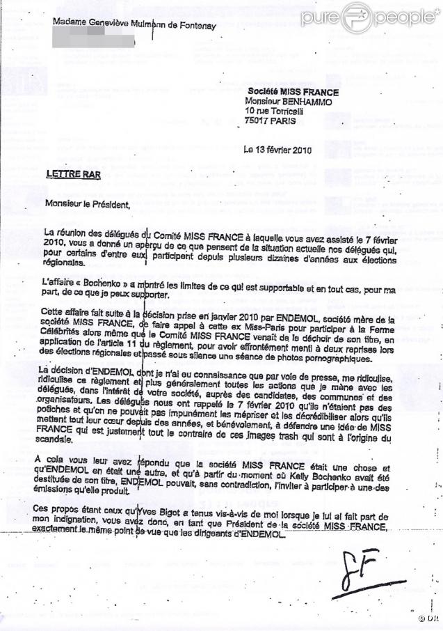 Lettre de démission Geneviève de Fontenay