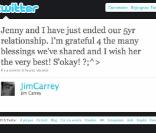 Twitter de Jim Carrey annonçant sa séparation d'avec Jenny McCarthy