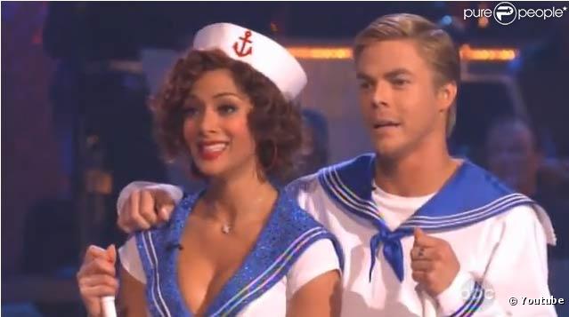 Nicole Scherzinger et son partenaire Derek Hough lors de l'émission Dancing With The Stars. 05/04/2010