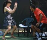 Nolwenn Leroy parcourt volontiers le monde pour encourager son chéri Arnaud Clément : fin mars, elle le suivait, associé à Tsonga en double à Miami !