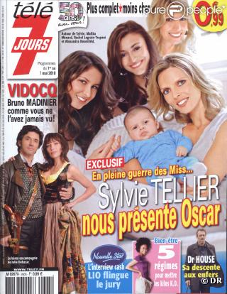 Sylvie Tellier, et son petit Oscar, Malika Ménard, Rachel Legrain-Trapani et Alexandra Rosenfeld en couverture de Télé 7 Jours