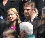 Joely Richardson et Liam Neeson lors des obsèques de Corin Redgrave, le 12/04/10 
