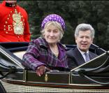 Marisa Bruni-Tedeschi dans le cortège royal, lors de la visite officielle en Angleterre, le 26 mars 2008