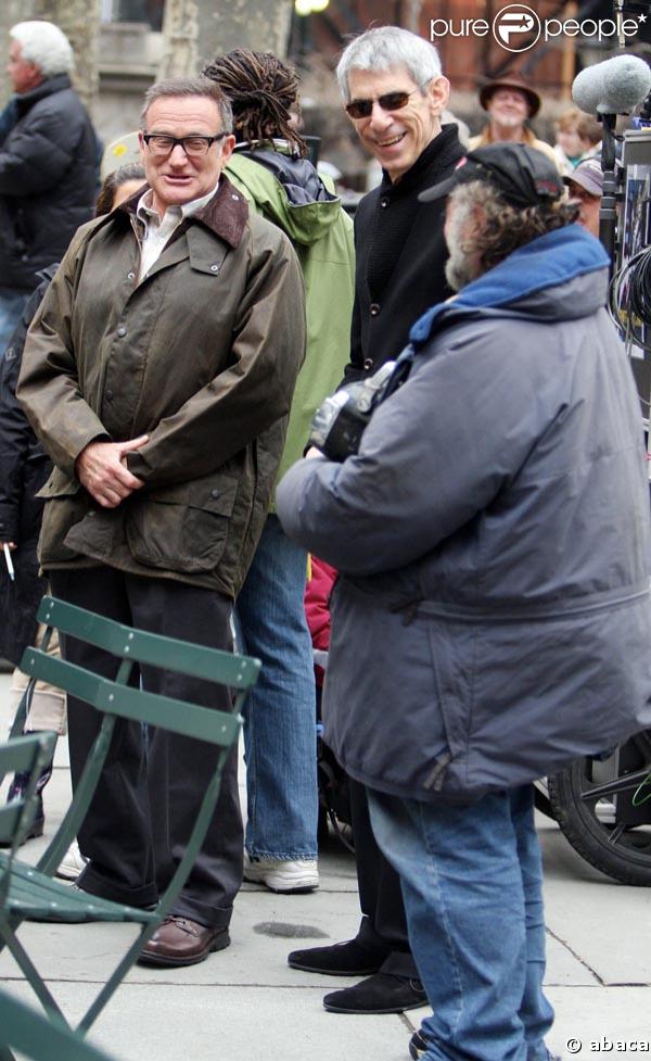 Robin Williams et Richard Belzer sur le tournage de Law and Order le 28 mars 2008
