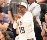 Le réalisateur Spike Lee lors du match de basket opposant les Etats-Unis à la France à New York le 15 août 2010