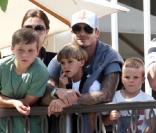 David Beckham en famille : sa femme Victoria et ses trois enfants Brooklyn, Roméo et Cruz. 