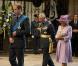 Le prince William, le prince Charles et son épouse Camilla lors de la commémoration de la Bataille d'Angleterre en l'abbaye de Westminster à Londres le 20 septembre 2010