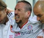 Franck Ribéry blessé lors du match opposant son équipe du Bayern de Munich au 1899 Hoffenheim, le 21 septembre 2010