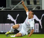 Franck Ribéry blessé lors du match opposant son équipe du Bayern de Munich au 1899 Hoffenheim, le 21 septembre 2010
