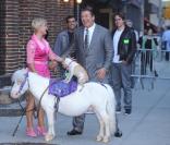Alec Baldwin sort de l\'émission de David Letterman en charmante compagnie... notamment un poney ! (21 septembre 2010)