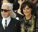 Inès de la Fressange et Karl Lagerfeld au défilé Chanel P/E 2011 au Grand Palais. Le 5 octobre 2010