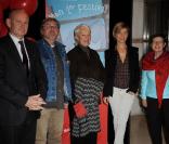 Christophe Girard, Jacques-Rémy Girerd, Bernadette Lafont et Marina Foïs lors de l'inauguration de Mon premier festival à Paris le 27 octobre 2010