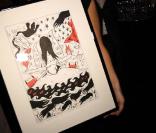 Anniversaire surprise de Florent Pagny, le 8 novembre 2010 à Paris. Un dessin de l'artiste Fabien Verschaere