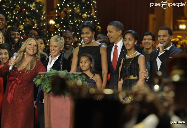 Barack et Michelle Obama ont reçu Mariah Carey pour le concert de Noël de Washington le 12 décembre 2010