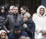 Yamina Benguigui, Bernard Montiel et Hermine de Clermont-Tonnerre aux obsèques de Gérald Nanty, le 22 décembre 2010, à Paris.