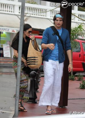 Demi Moore et Ashton Kutcher en vacances à Saint Barthelemy les 29 et 30 décembre 2010