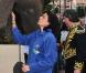 Stéphanie de Monaco rend visite aux artistes et aux animaux du 35e Festival du cirque de Monte-Carlo. 18 janvier 2011