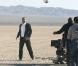 Eric Cantona en plein tournage pour la pub L'Oreal for men, dans le désert de Mojave, en Californie, le 14 février 2011