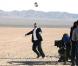Eric Cantona en plein tournage pour la pub L'Oreal for men, dans le désert de Mojave, en Californie, le 14 février 2011