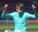 Justin Bieber s'entraîne avec le FC Barcelone, le 7 avril à Barcelone