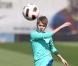 Justin Bieber s'entraîne avec le FC Barcelone, le 7 avril à Barcelone