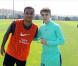 Justin Bieber s'entraîne avec le FC Barcelone, le 7 avril à Barcelone