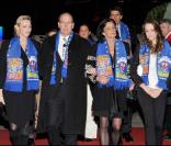 Stéphanie de Monaco, Albert, Charlene et Camille Ducruet au festival du cirque, en janvier 2011.