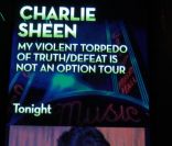 Affiche de \'My Violent Torpedo of Truth\' de Charlie Sheen en mars 2010 à New-York<br />