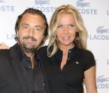 Henri Leconte et son épouse Florentine lors de la soirée d'ouverture du flagship Lacoste sur les Champs-Elysées à Paris le 28 avril 2011