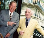 Charles Trenet et Charles Aznavour, Paris, le 23 mai 1999. 