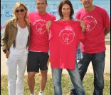 Cécile de Ménibus, Richard Virenque, Astrid Veillon et Jacky Durand lors des Boucles du Coeur, le 22 mai 2011, à l'Hippodrome de Longchamp. Une manifestation organisée au profit de SOS Villages d'Enfants.